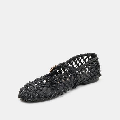 Clair Black Woven Leather Ballet Flats - Dolce Vita