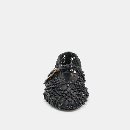 Clair Black Woven Leather Ballet Flats - Dolce Vita