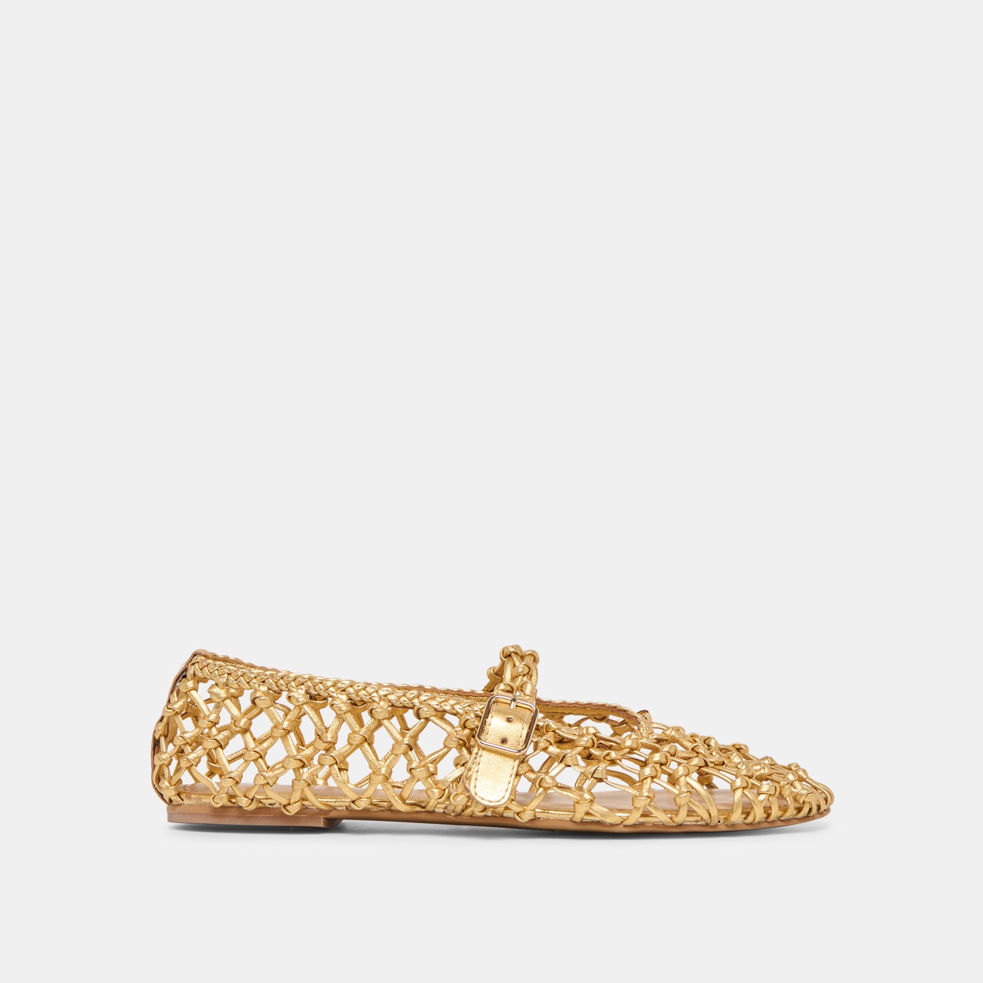 Clair Gold Woven Leather Ballet Flats - Dolce Vita