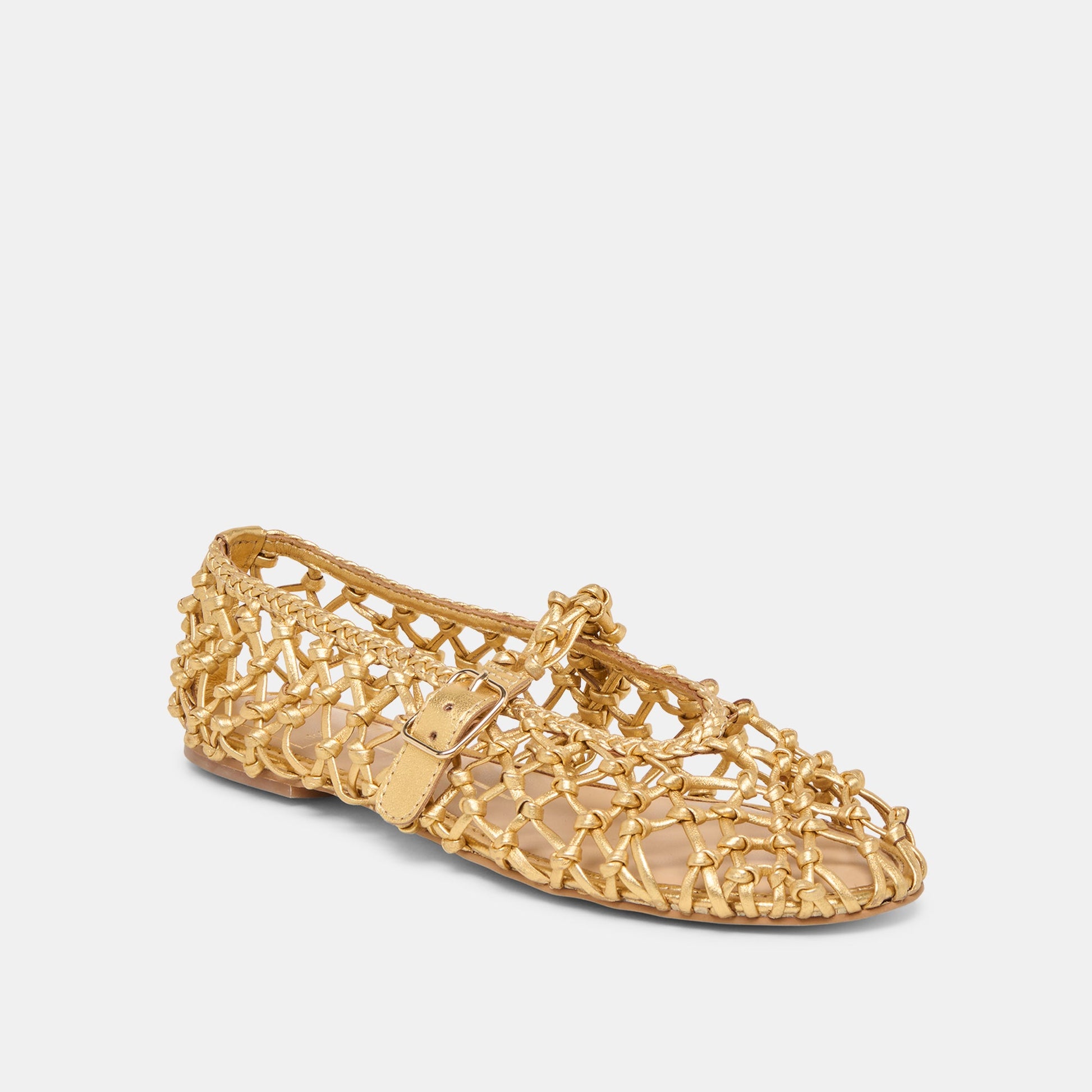 Clair Gold Woven Leather Ballet Flats - Dolce Vita