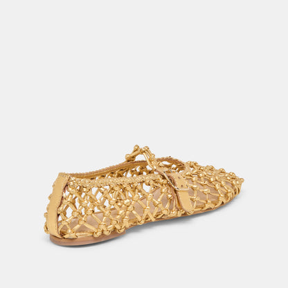 Clair Gold Woven Leather Ballet Flats - Dolce Vita