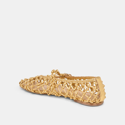 Clair Gold Woven Leather Ballet Flats - Dolce Vita