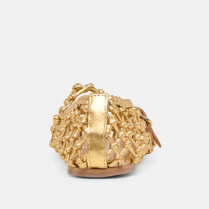Clair Gold Woven Leather Ballet Flats - Dolce Vita