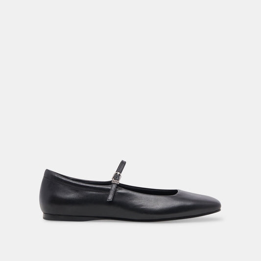 Reyes Black Leather Ballet Flats - Dolce Vita