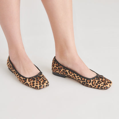 Anisa Ballet Flats DK LEOPARD CALF HAIR - Dolce Vita