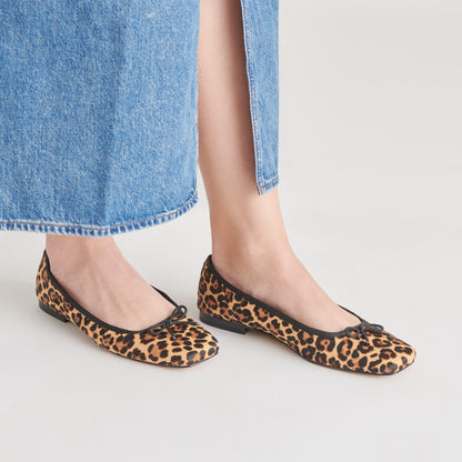 Anisa Ballet Flats DK LEOPARD CALF HAIR - Dolce Vita