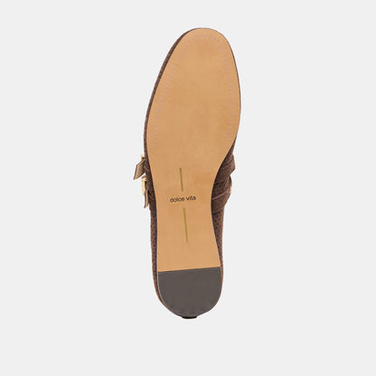 Baylee Grommet Dk Brown Perforated Suede Ballet Flats - Dolce Vita