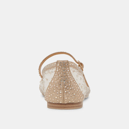 REYES CRYSTAL BALLET FLATS GOLD MESH - Dolce Vita