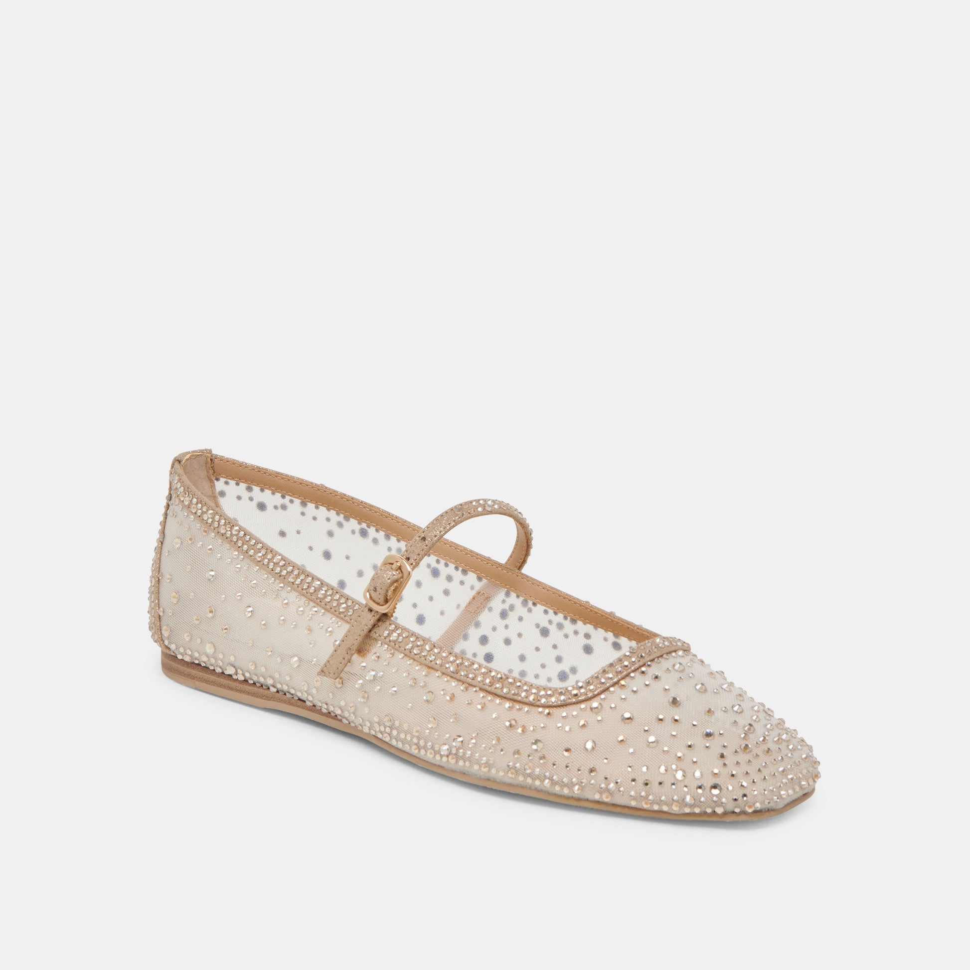 REYES CRYSTAL BALLET FLATS GOLD MESH - Dolce Vita