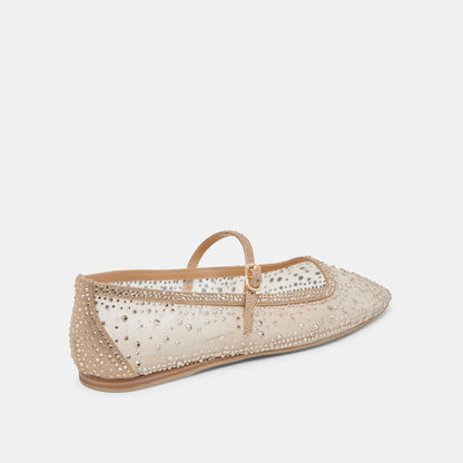 REYES CRYSTAL BALLET FLATS GOLD MESH - Dolce Vita