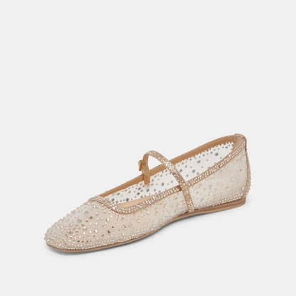 REYES CRYSTAL BALLET FLATS GOLD MESH - Dolce Vita