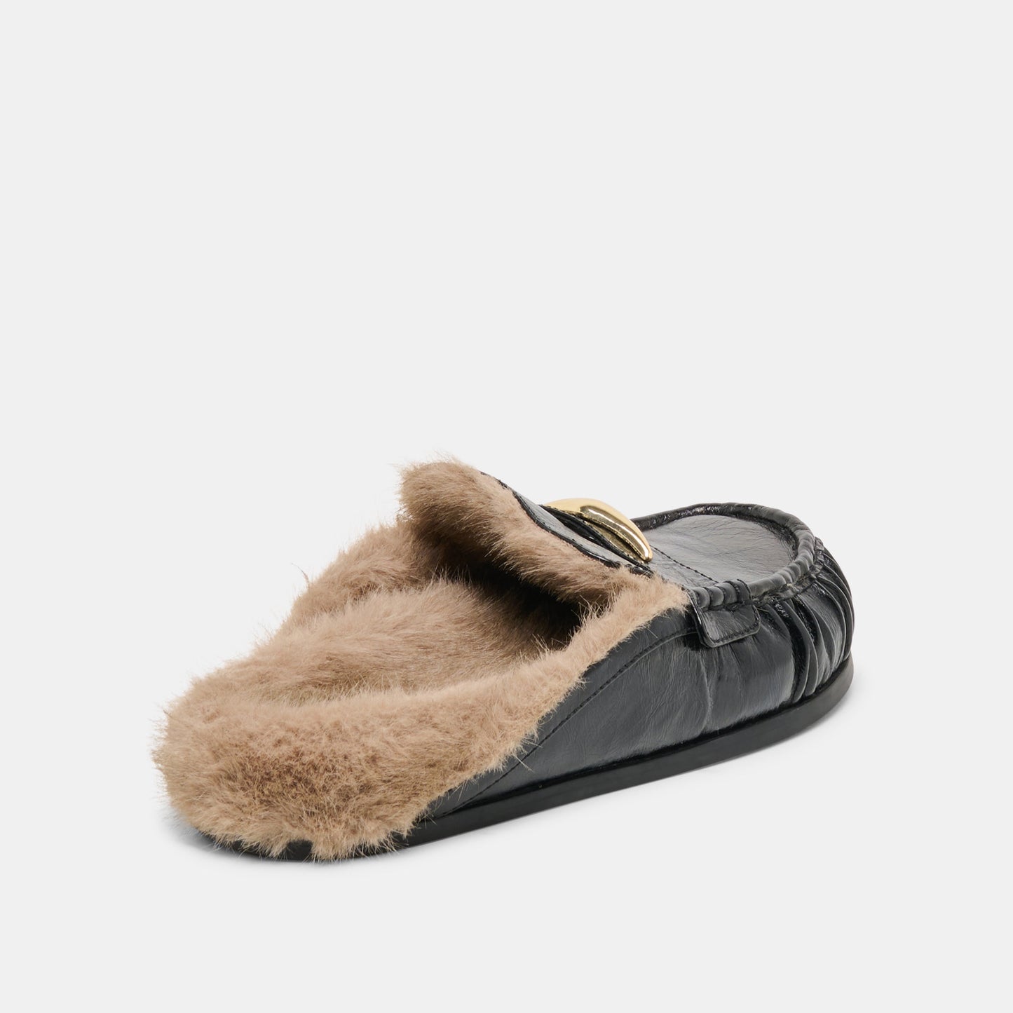 Jodero Plush Black Leather Flats - Dolce Vita