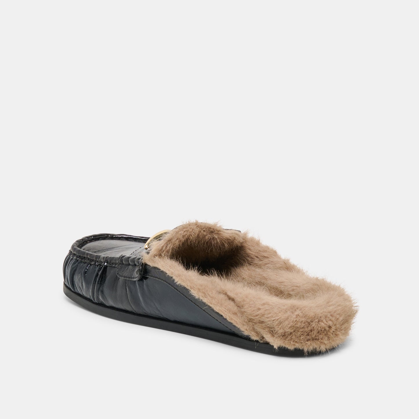 Jodero Plush Black Leather Flats - Dolce Vita