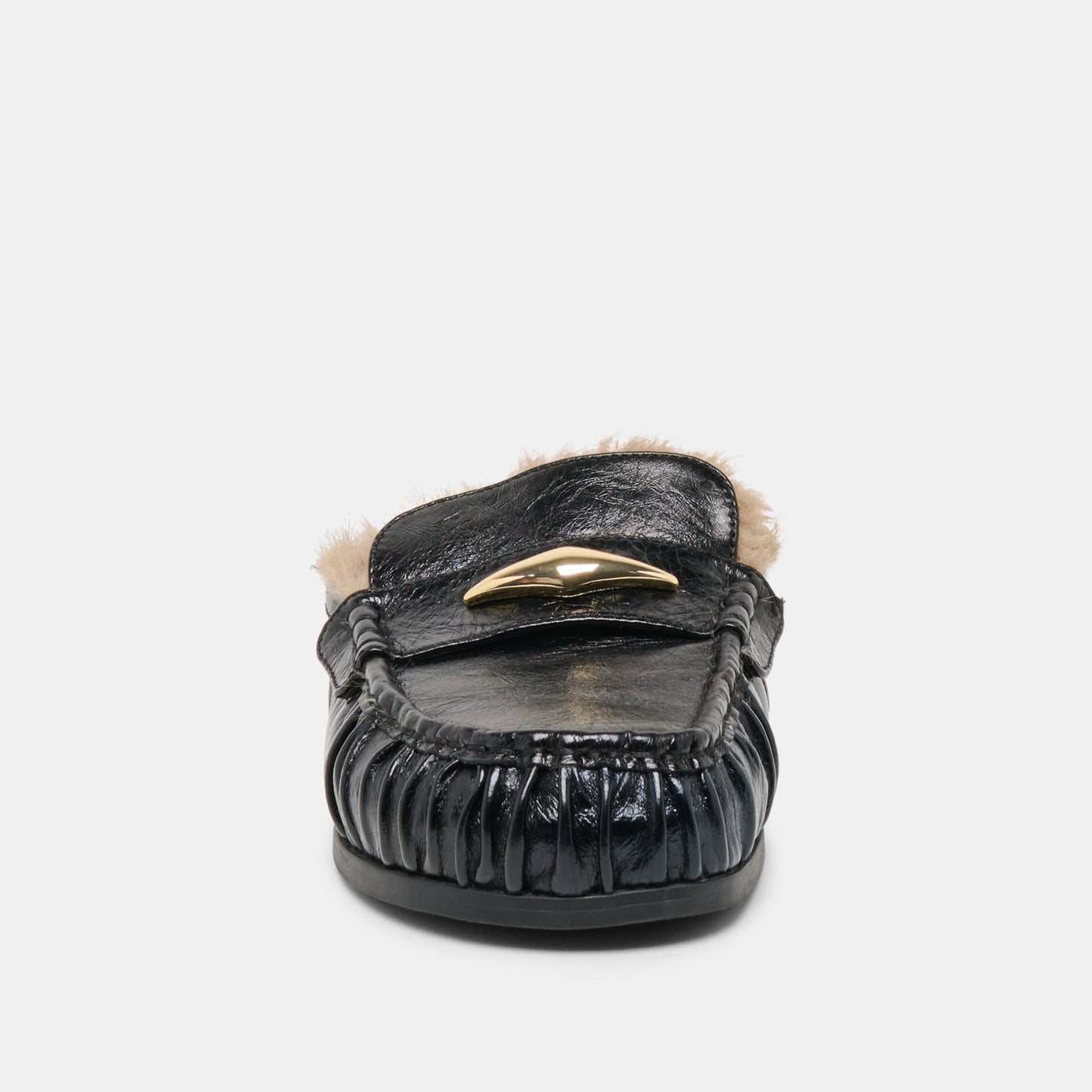 Jodero Plush Black Leather Flats - Dolce Vita