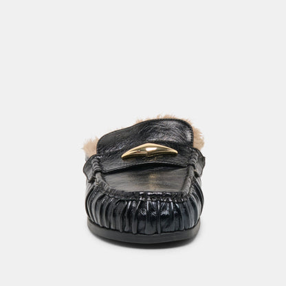 Jodero Plush Black Leather Flats - Dolce Vita