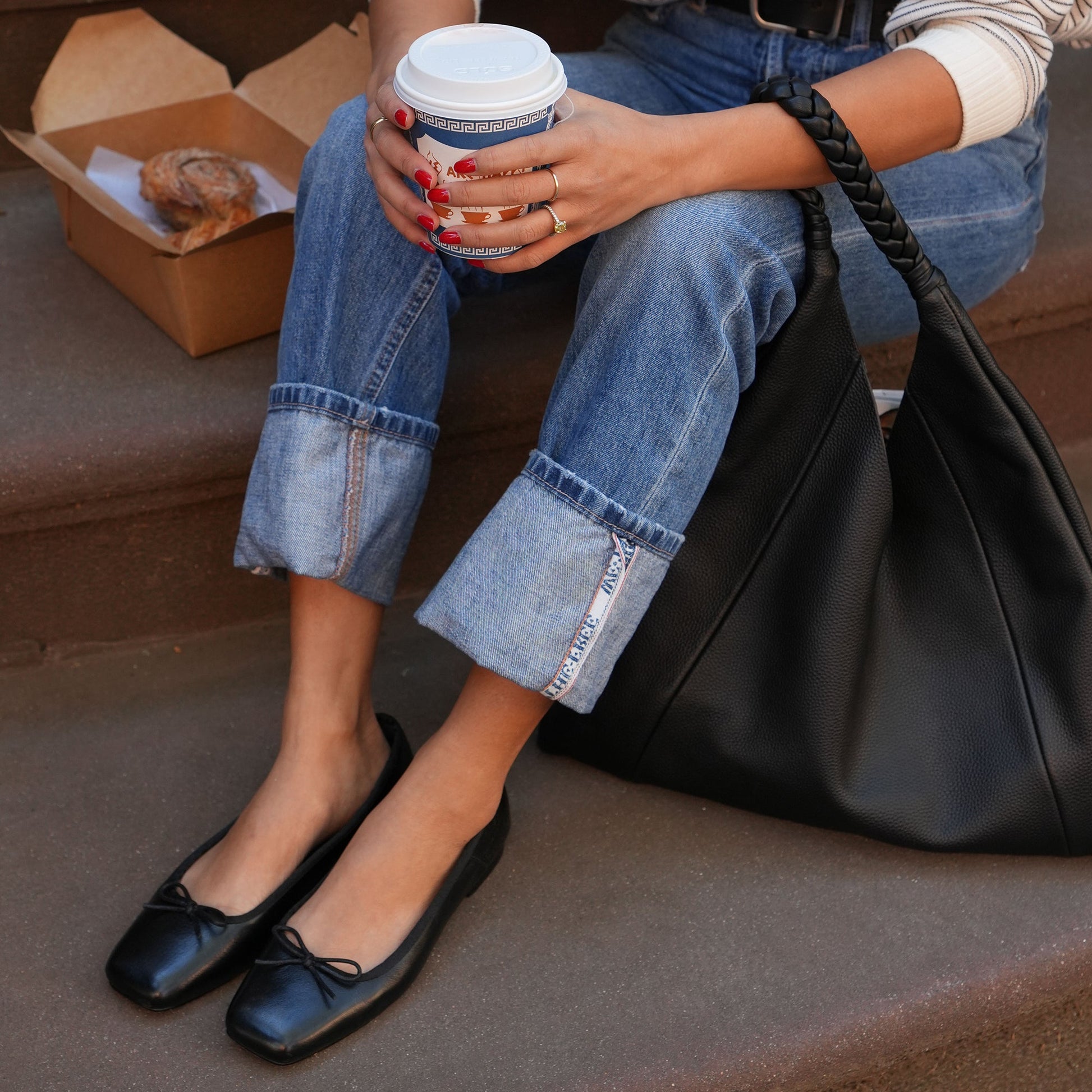 ANISA Ballet Flats Black Leather - Dolce Vita