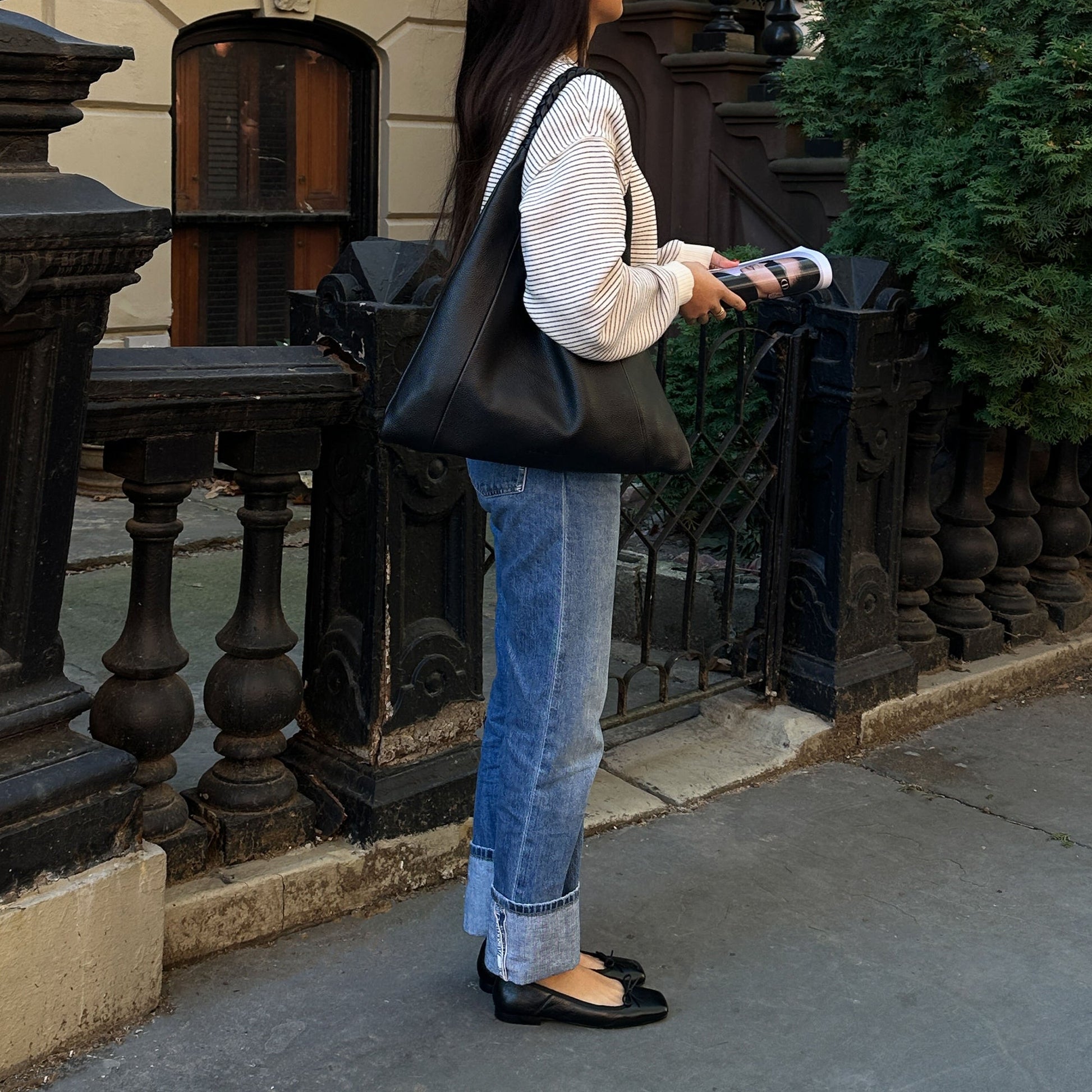 ANISA Ballet Flats Black Leather - Dolce Vita