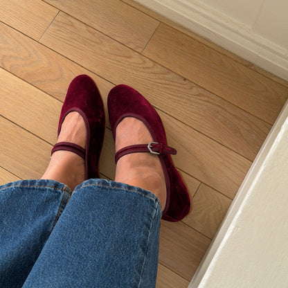 ROSLYN BALLET FLATS WINE VELVET - Dolce Vita
