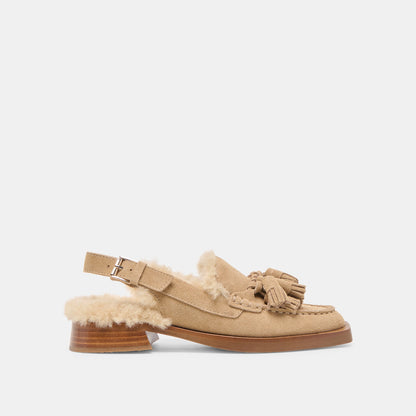 Hamlit Plush Dk Taupe Suede Loafers - Dolce Vita