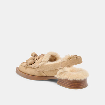 Hamlit Plush Dk Taupe Suede Loafers - Dolce Vita