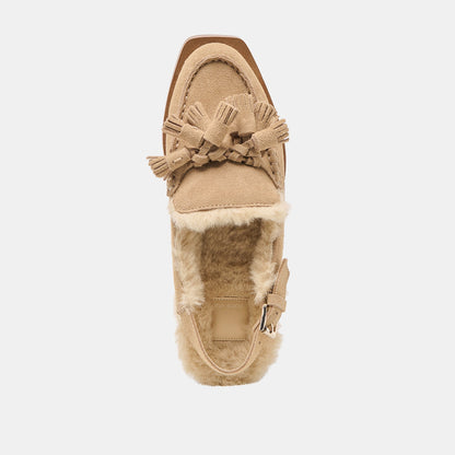 Hamlit Plush Dk Taupe Suede Loafers - Dolce Vita