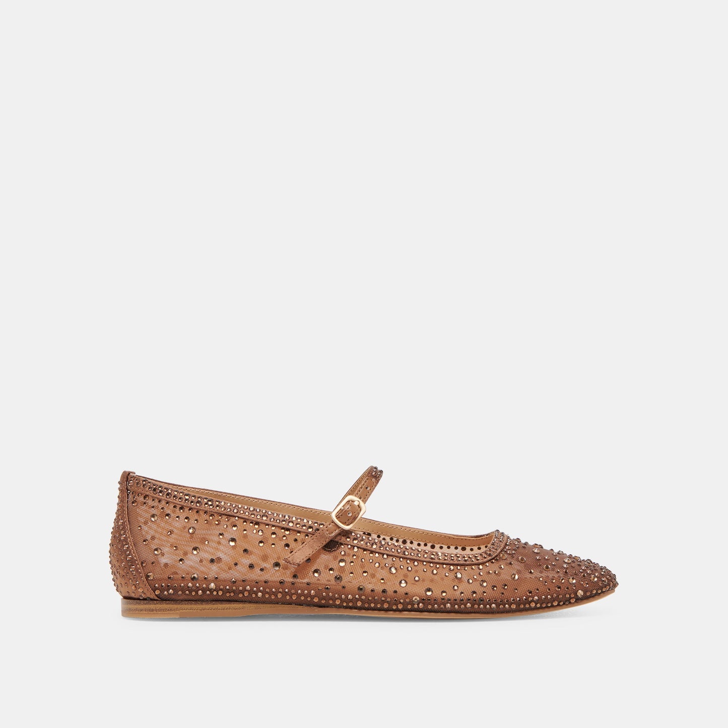 REYES CRYSTAL BALLET FLATS MID BROWN MESH - Dolce Vita