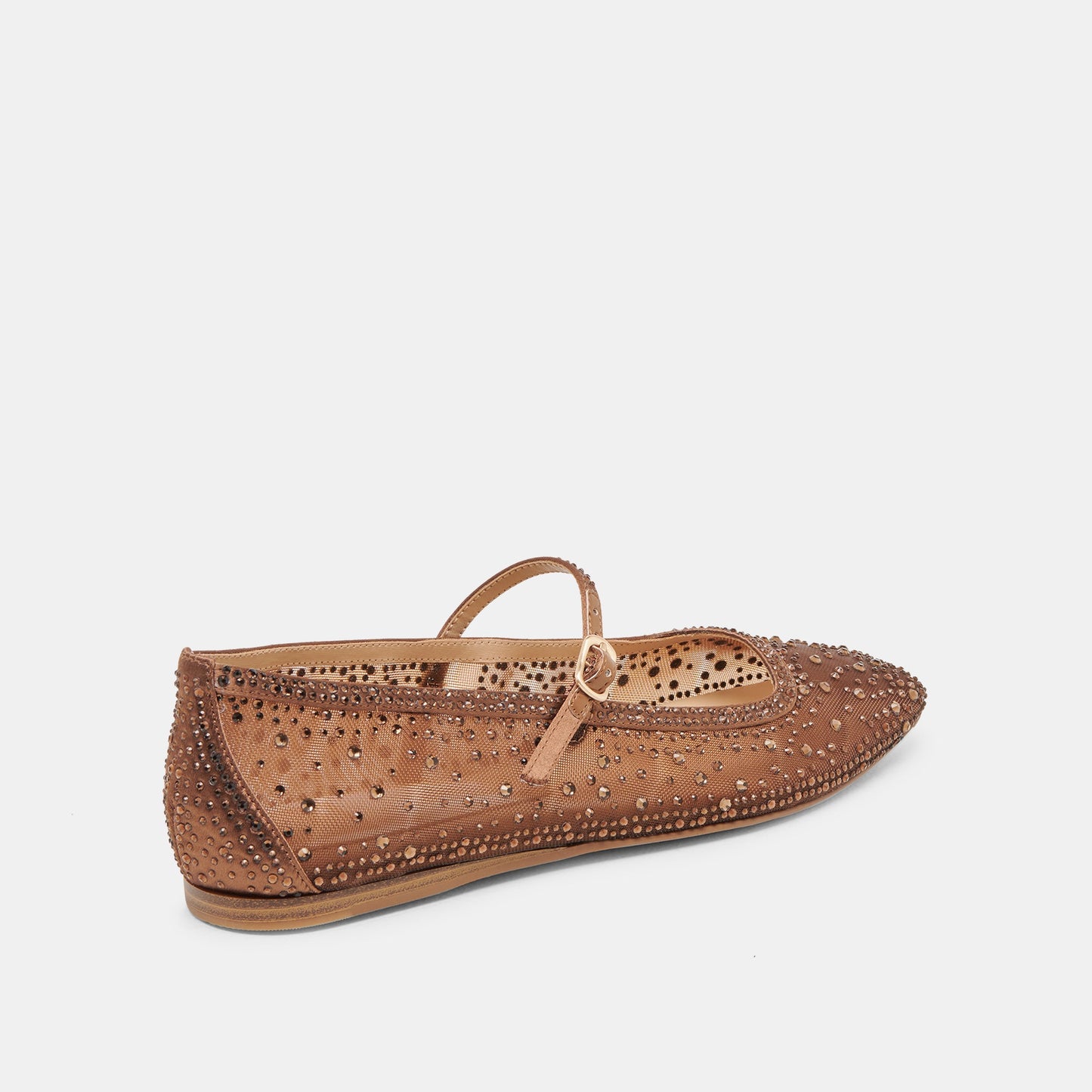 REYES CRYSTAL BALLET FLATS MID BROWN MESH - Dolce Vita