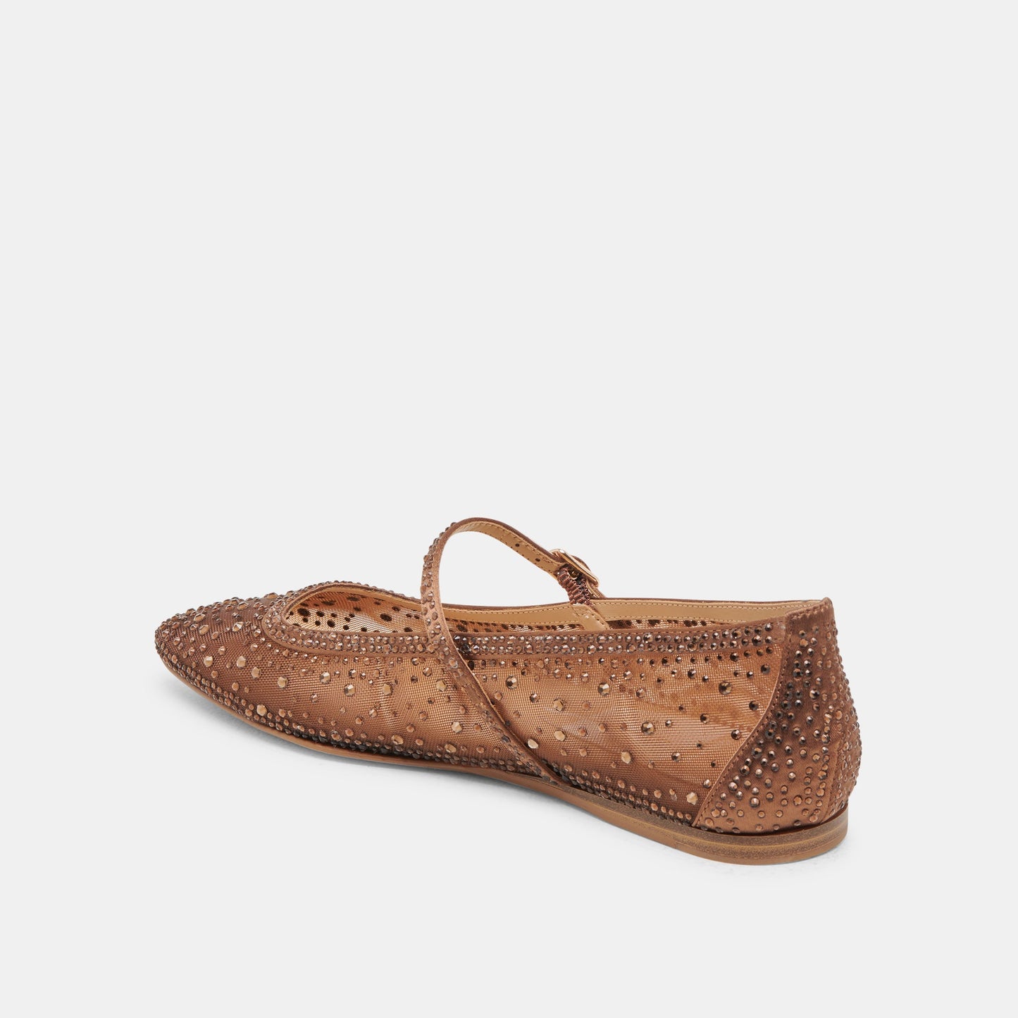 REYES CRYSTAL BALLET FLATS MID BROWN MESH - Dolce Vita