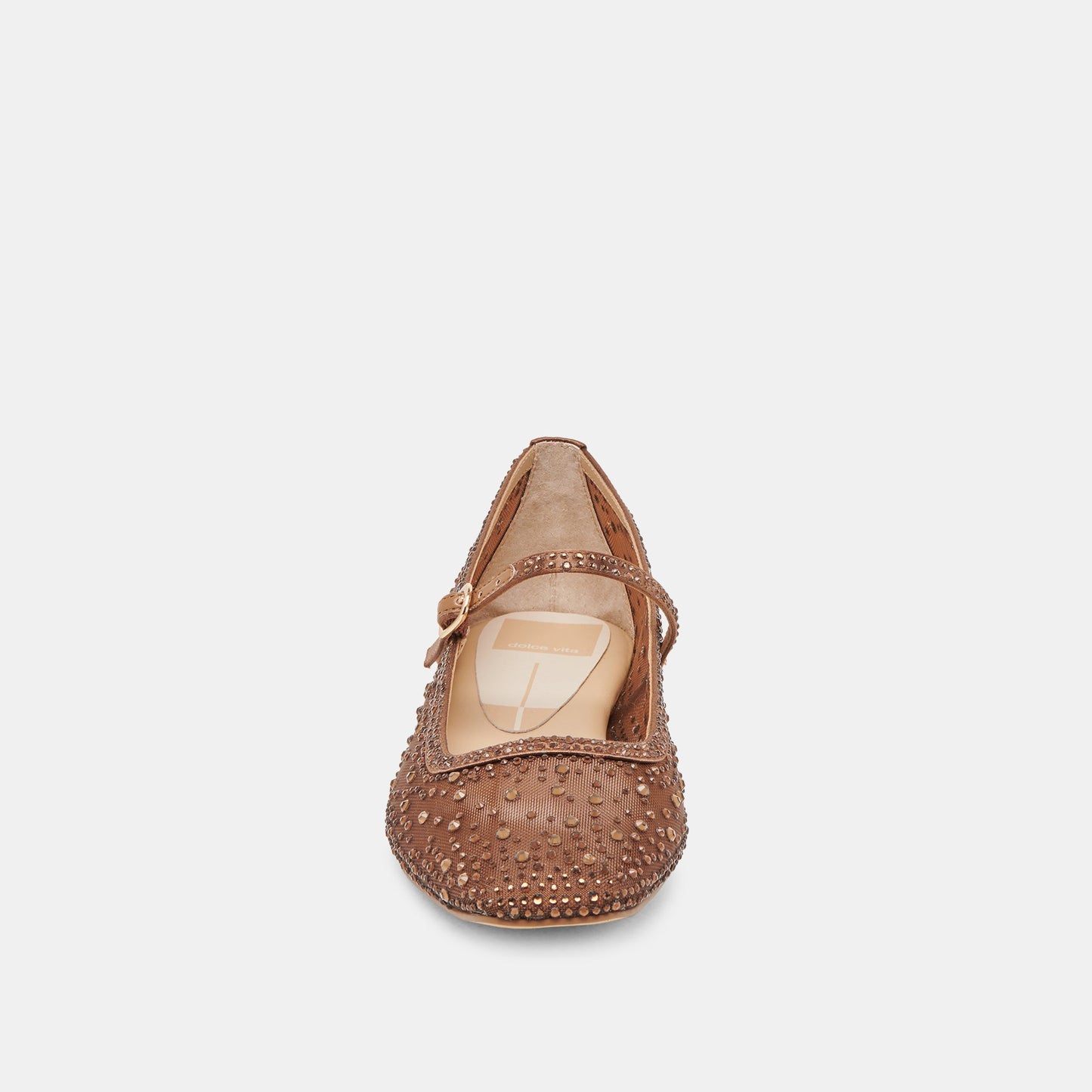 REYES CRYSTAL BALLET FLATS MID BROWN MESH - Dolce Vita