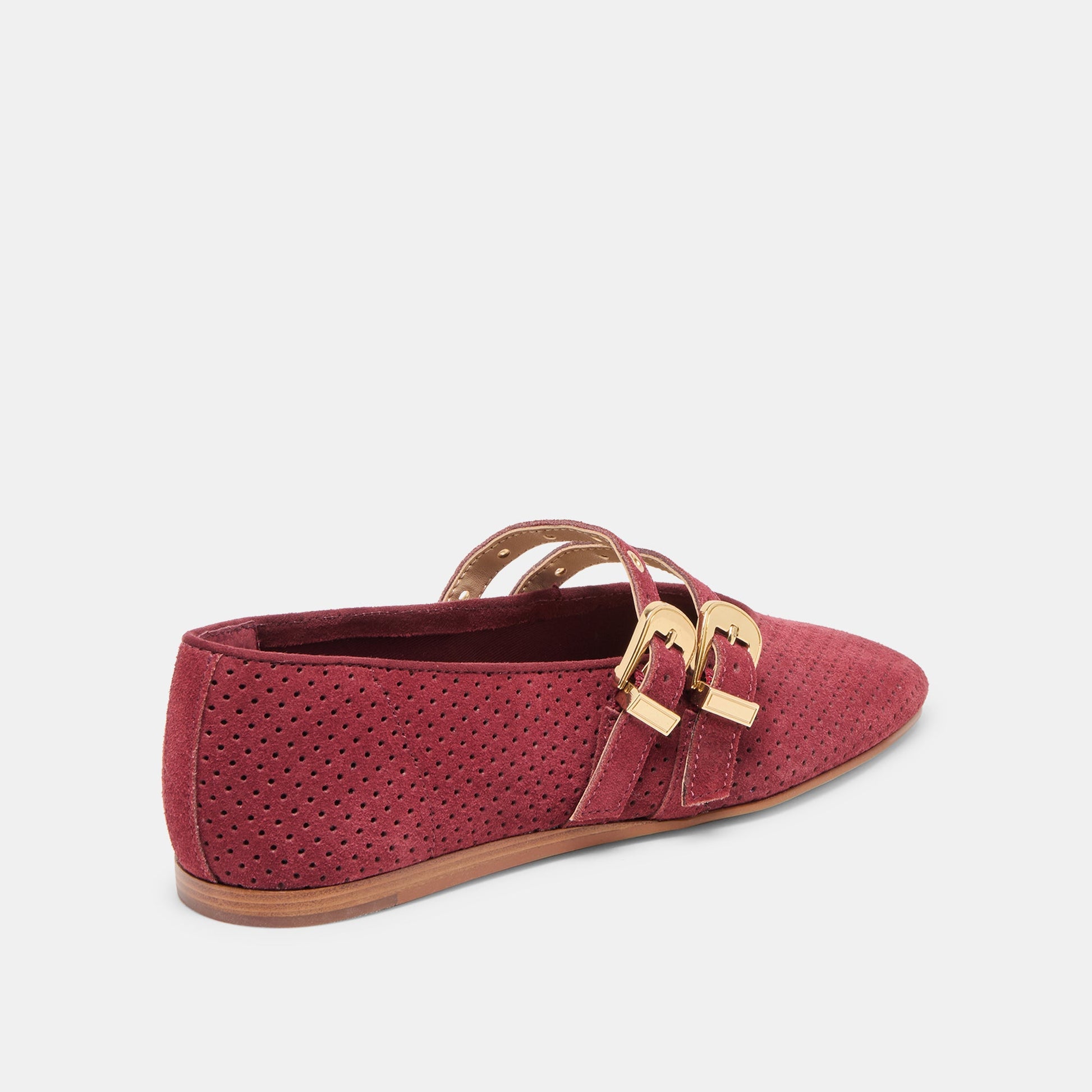 Baylee Grommet Oxblood Perforated Suede Ballet Flats - Dolce Vita