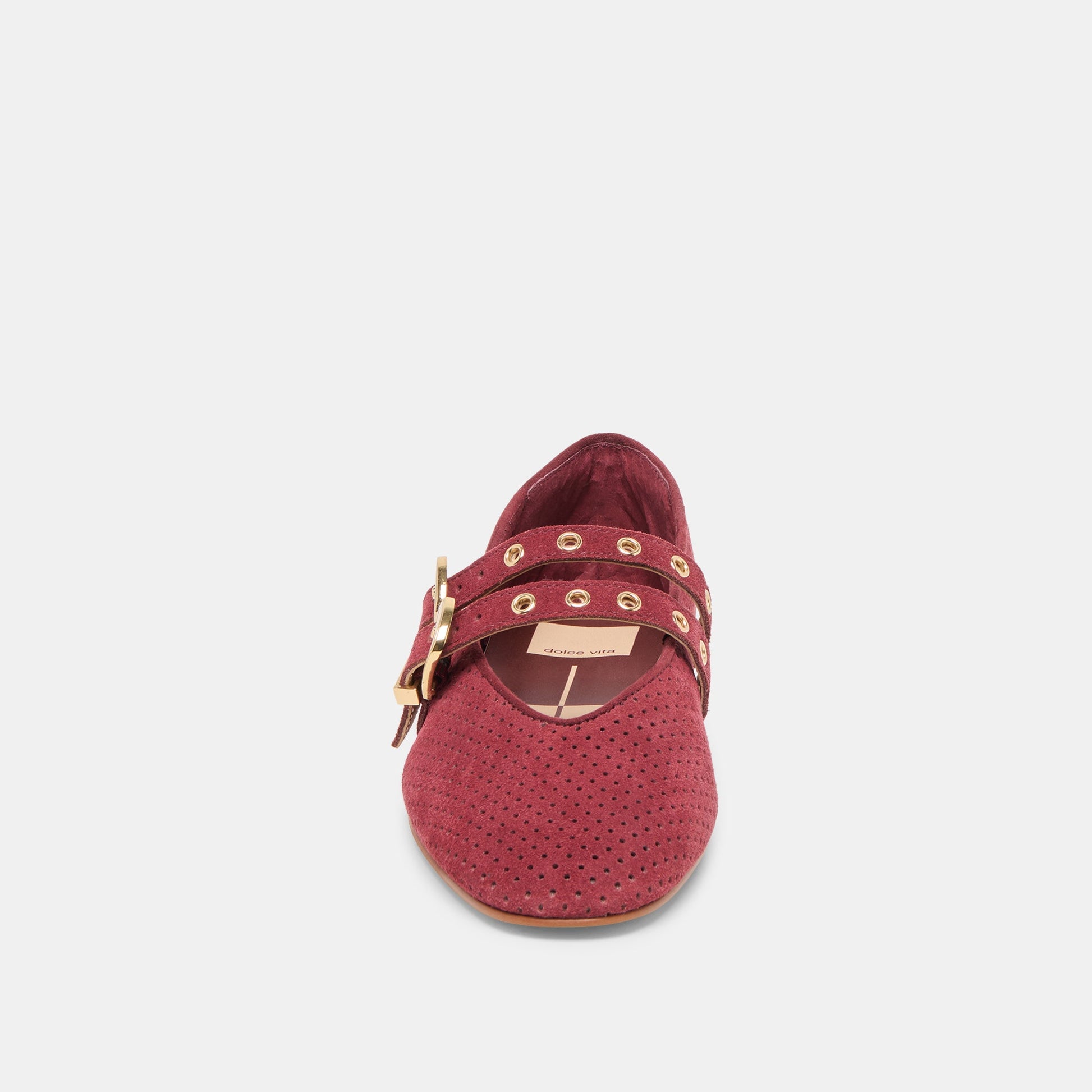 Baylee Grommet Oxblood Perforated Suede Ballet Flats - Dolce Vita