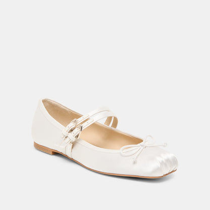 Gibsen True White Satin Ballet Flats - Dolce Vita