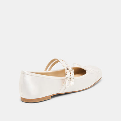 Gibsen True White Satin Ballet Flats - Dolce Vita