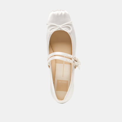 Gibsen True White Satin Ballet Flats - Dolce Vita