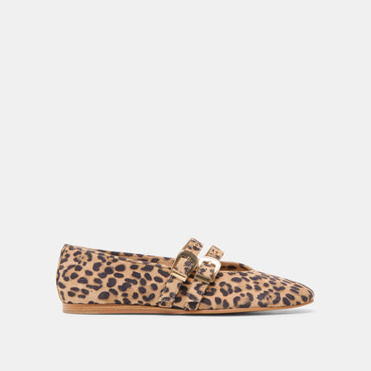Baylee Grommet Dk Leopard Printed Suede Ballet Flats - Dolce Vita