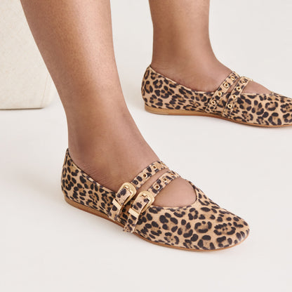 Baylee Grommet Dk Leopard Printed Suede Ballet Flats - Dolce Vita