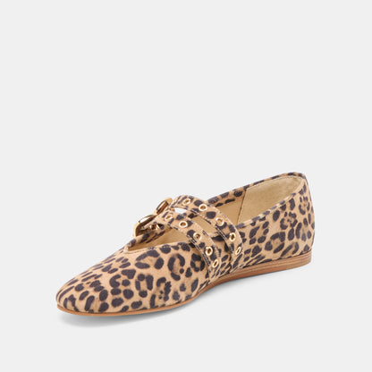 Baylee Grommet Dk Leopard Printed Suede Ballet Flats - Dolce Vita