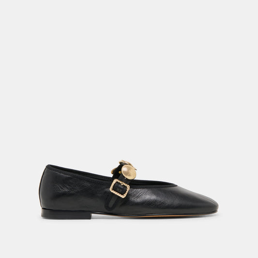 Relan Black Leather Ballet Flats - Dolce Vita