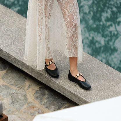 Relan Black Leather Ballet Flats - Dolce Vita