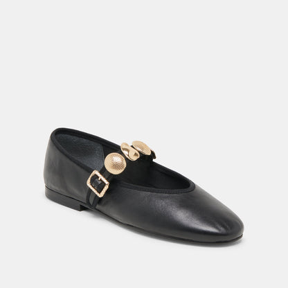Relan Black Leather Ballet Flats - Dolce Vita