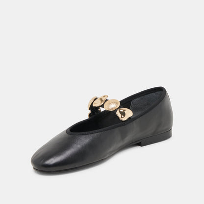 Relan Black Leather Ballet Flats - Dolce Vita
