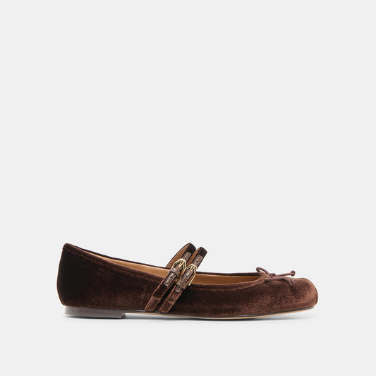 Gibsen Chocolate Velvet Ballet Flats - Dolce Vita