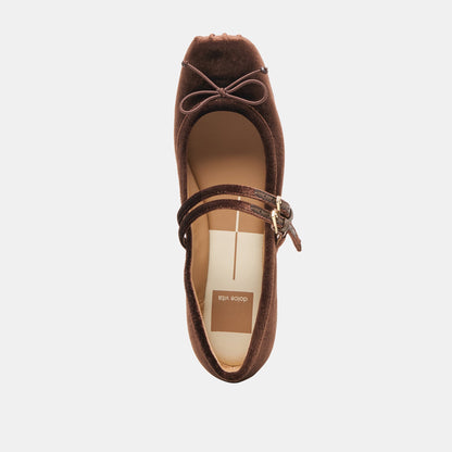 Gibsen Chocolate Velvet Ballet Flats - Dolce Vita