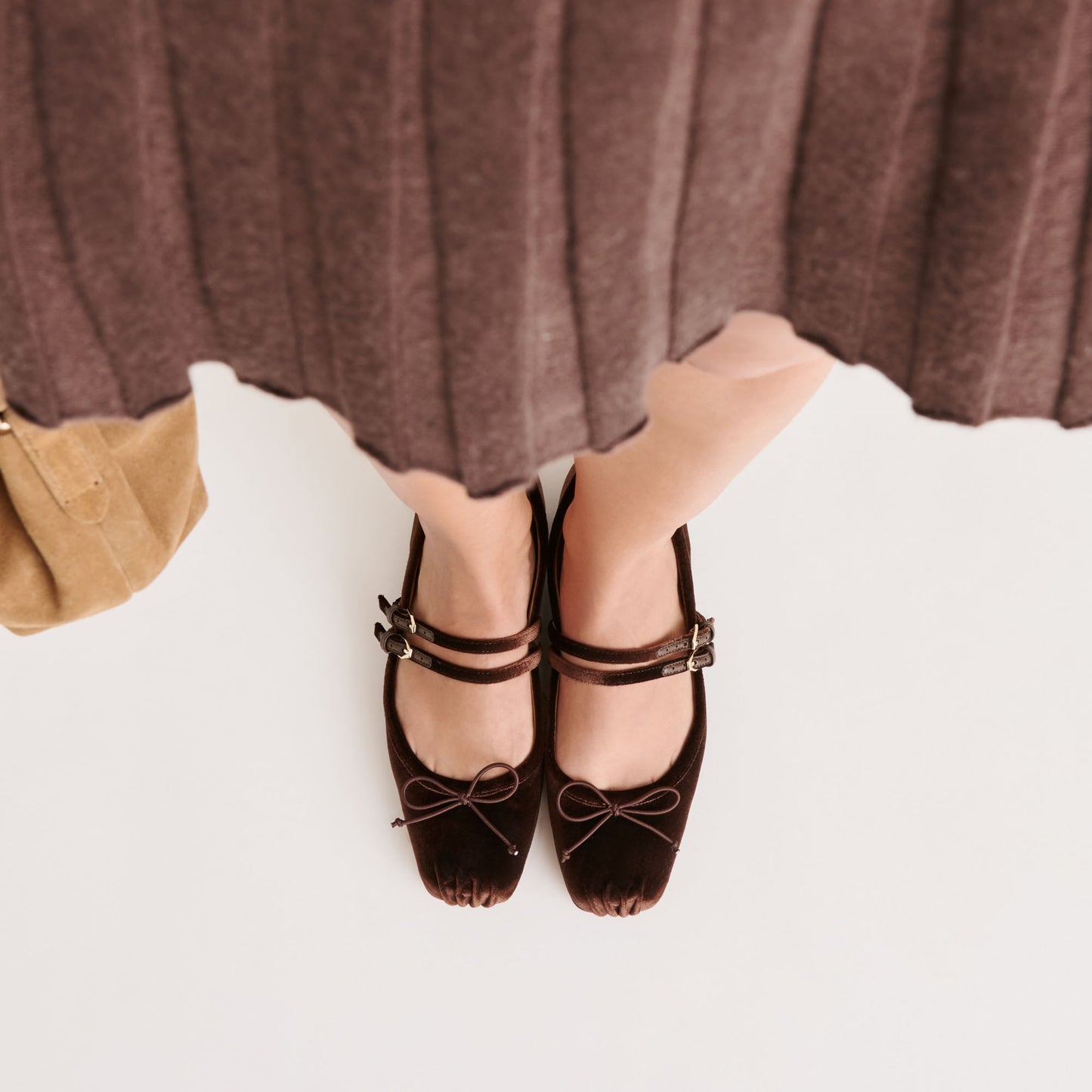 Gibsen Chocolate Velvet Ballet Flats - Dolce Vita