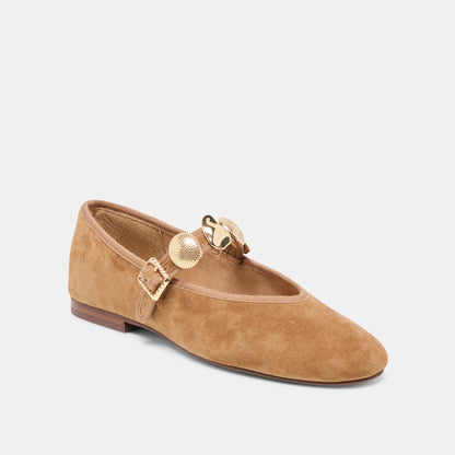 Relan Lt Brown Suede Ballet Flats - Dolce Vita