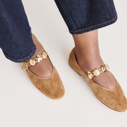 Relan Lt Brown Suede Ballet Flats - Dolce Vita