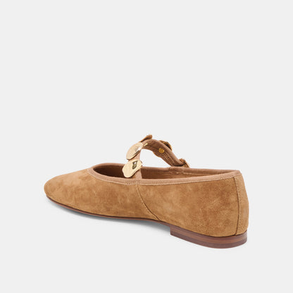 Relan Lt Brown Suede Ballet Flats - Dolce Vita