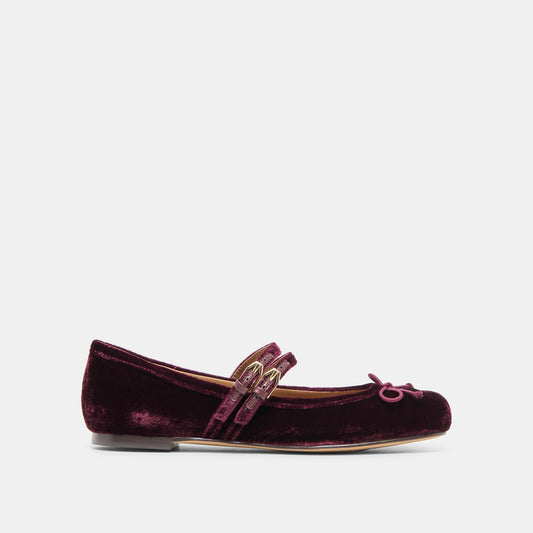 Gibsen Burgundy Velvet Ballet Flats - Dolce Vita