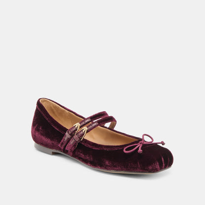Gibsen Burgundy Velvet Ballet Flats - Dolce Vita