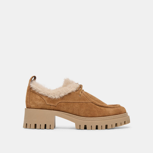 Milza Plush Lt Brown Suede Loafers - Dolce Vita